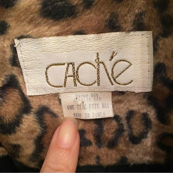 Vintage CACHE Women Leopard Print Open Long Artsy Jacket Coat Size One Size - Picture 6 of 7